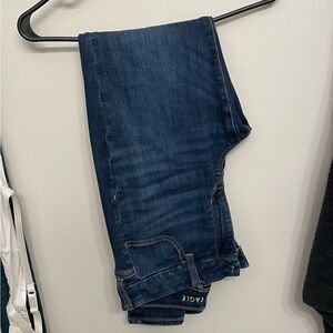 American Eagle 8 Long Curvy High Rise Jeggings Skinny Jeans Stretch Dark Wash